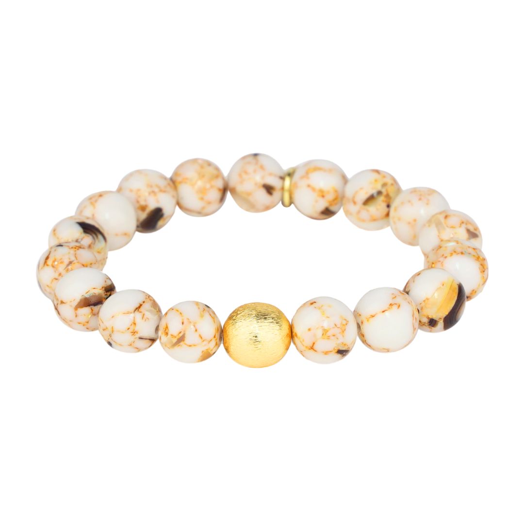 Etoile Marble Beaded Bracelet with Gold Accents | BuDhaGirl®