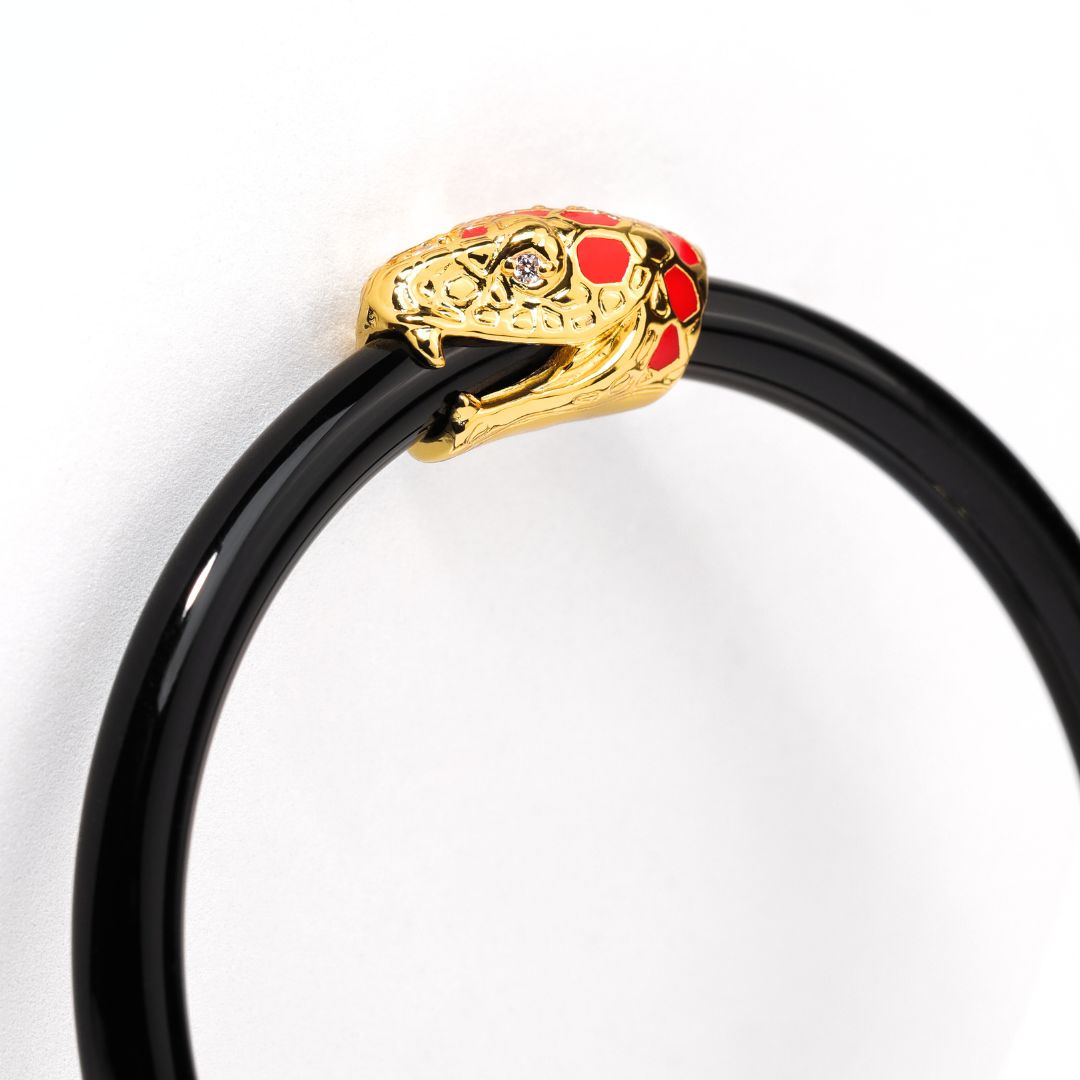 12.01.1058.01.S1,12.01.1058.01.M1,12.01.1058.01.L1,12.01.1058.01.XL1, Fauna Snake All Weather Bangle® (AWB®) - Black | BuDhaGirl