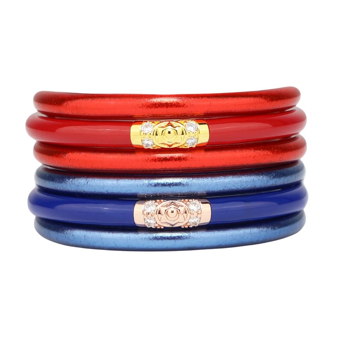 Graduation Gifts for School Spirit: Red/Blue Bangle Bracelet Stack