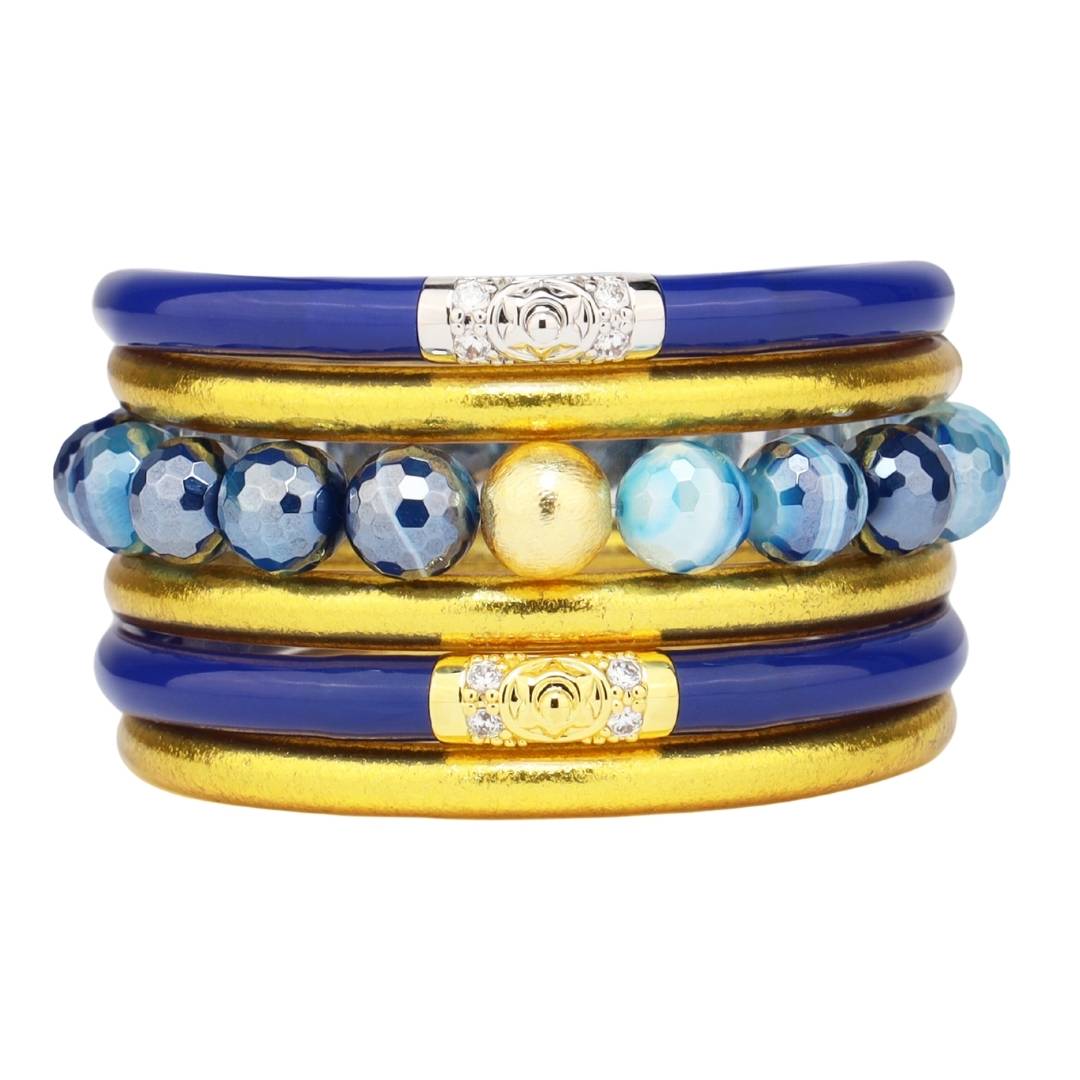 Graduation Gifts for School Spirit: Blue/Gold Bangle Bracelet Stack