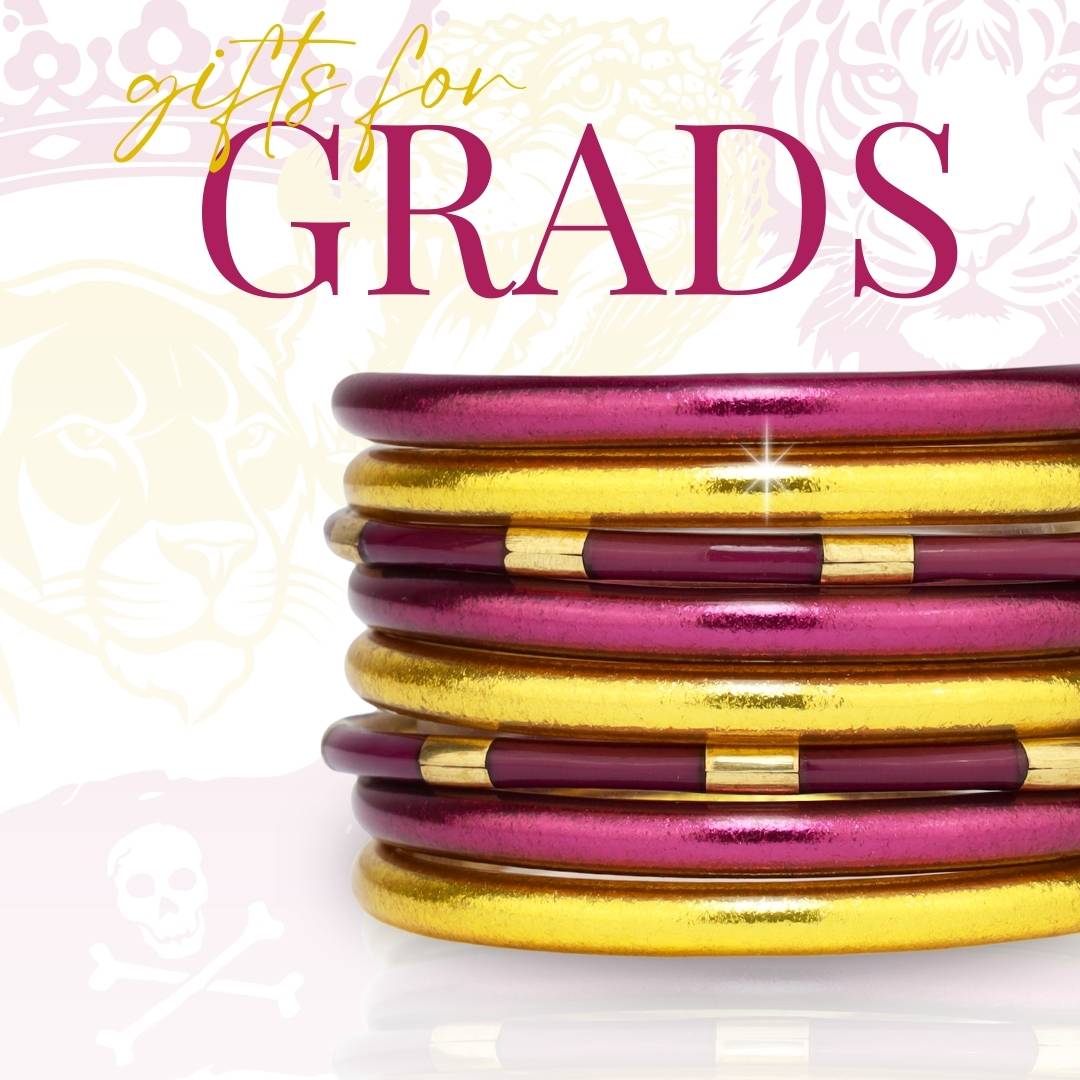 Graduation Gifts for School Spirit: Purple/Gold Bangle Bracelet Stack