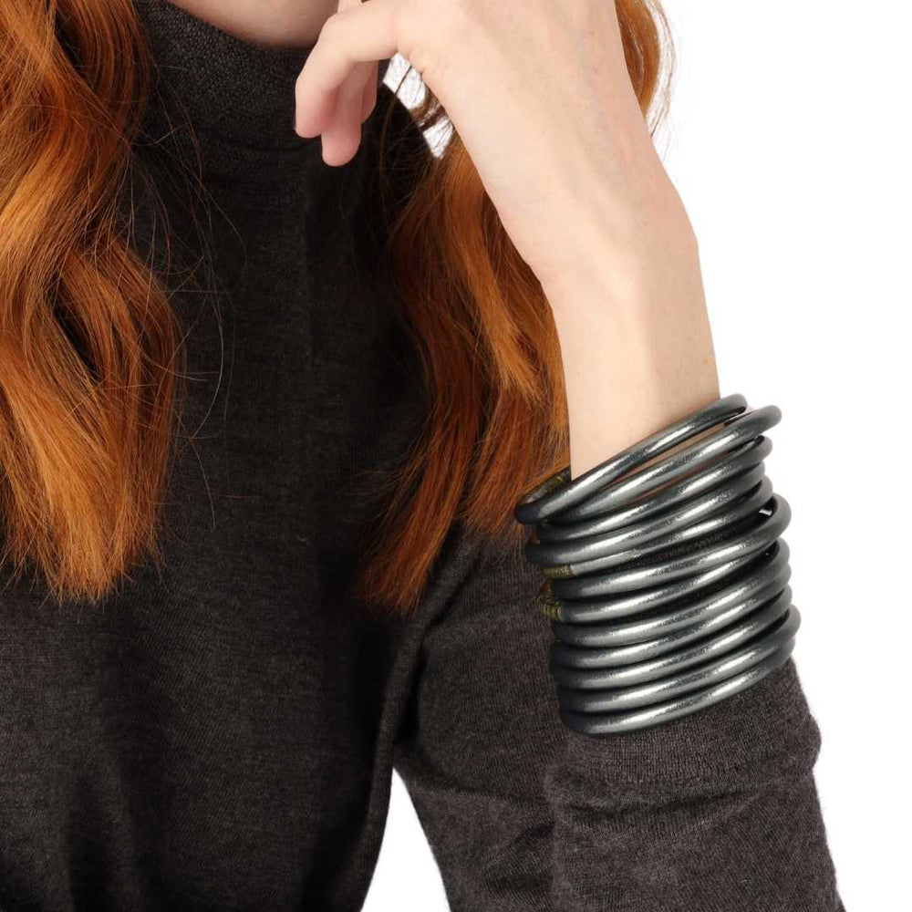 Graphite All Weather Bangles Bracelet | BuDhaGirl