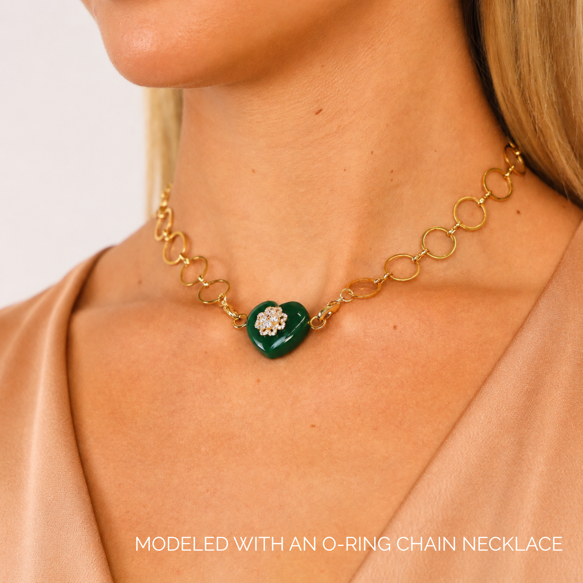 Green Onyx Heart Charm