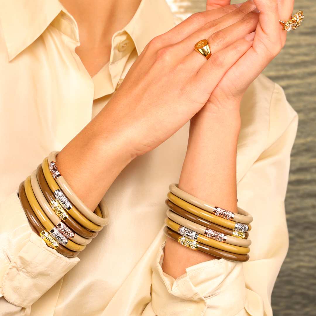 Oro Three Kings All Weather Bangles | Neutral Brown Bangles | Shimmering Journey Collection | BuDhaGirl