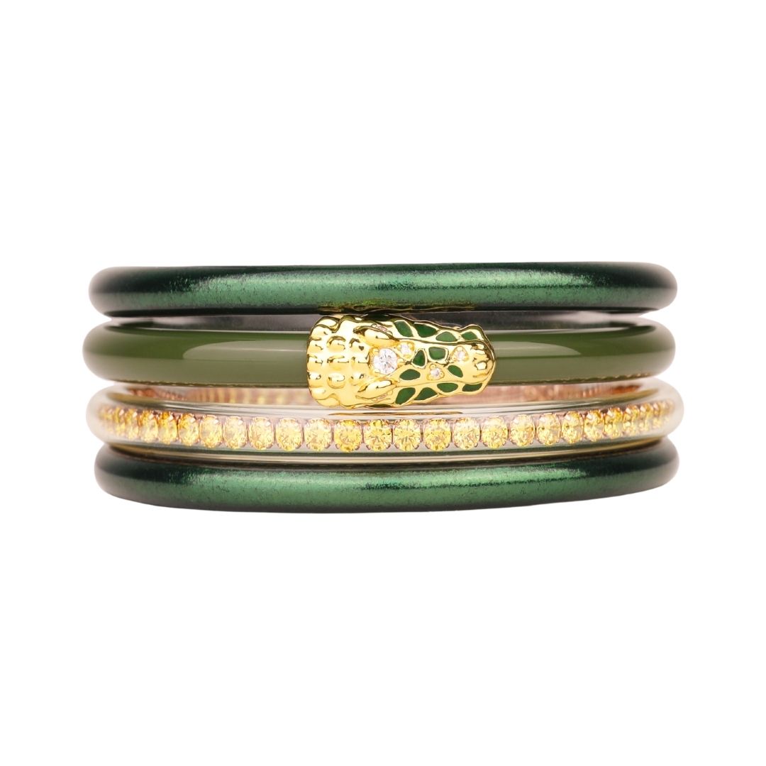 Jade Crocodile Bangle Bracelet Stack | BuDhaGirl