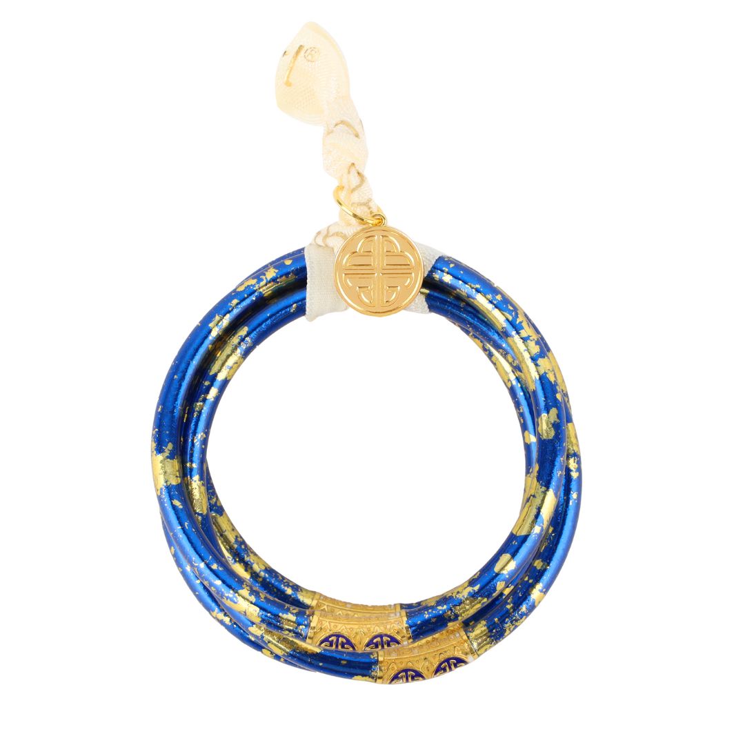 KOI Saffir Cobalt Blue All Weather Bangles Bracelet - Set of 4 | BuDhaGirl