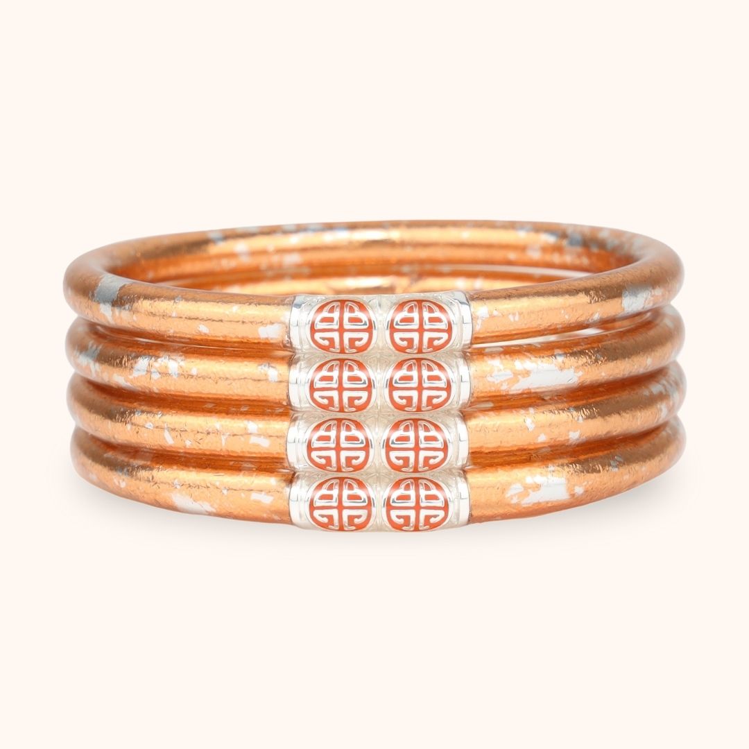 12.01.101.242.SM4,12.01.101.242.MD4,12.01.101.242.LG4,12.01.101.242.XL4, KOI Peche Bangles: Peach & Silver All Weather Bangle Bracelet Jewelry