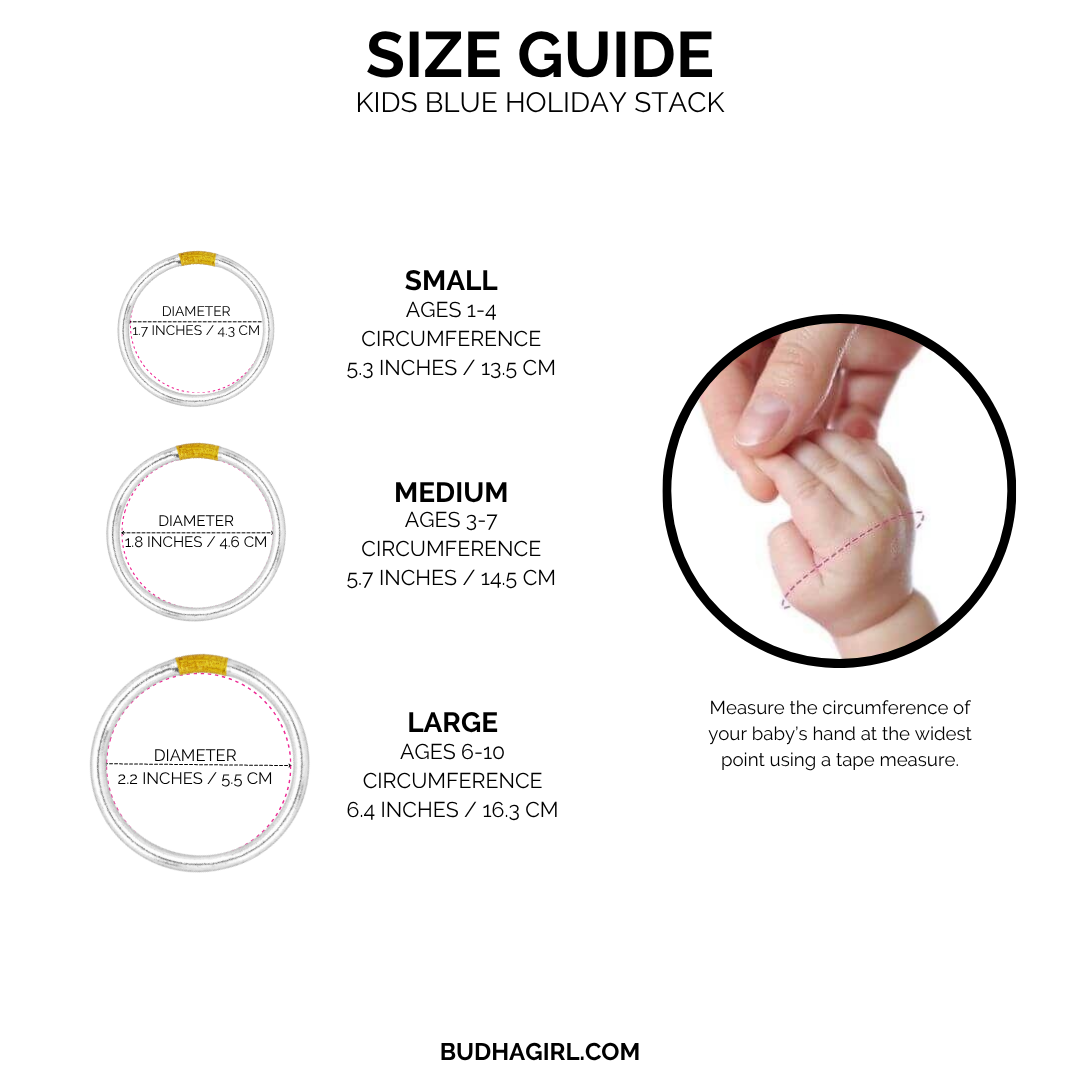 Kids Blue Holiday Stack | All Season Bangle Bracelets for Children | BuDhaGirl