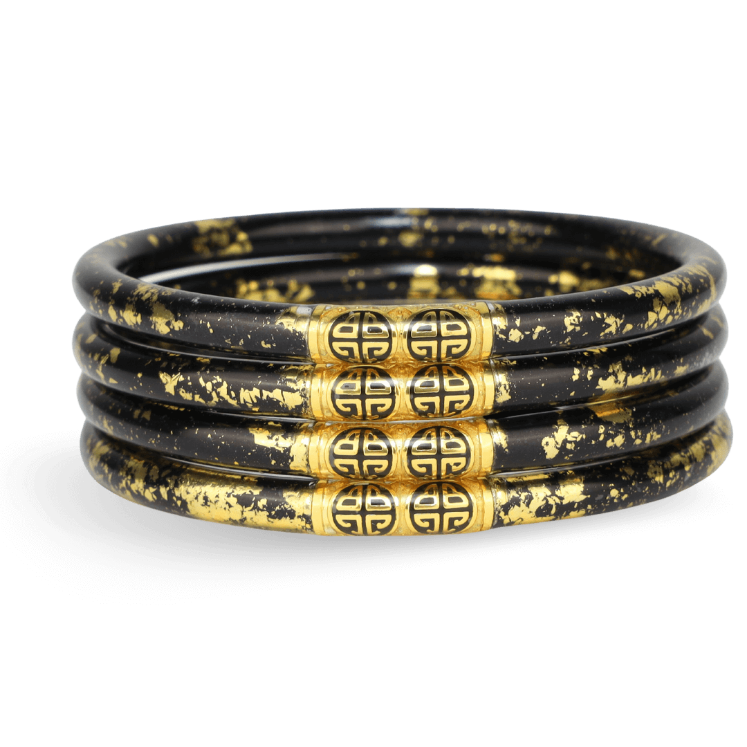 Black and Gold Foil KOI All Weather Bangle Bracelets | BuDhaGirl