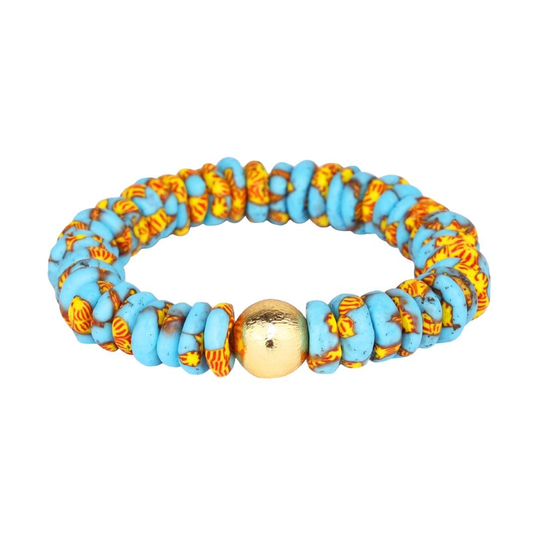 Sky Blue Zendaya African Beaded Bracelets: Handcrafted Summer Hues | BuDhaGirl