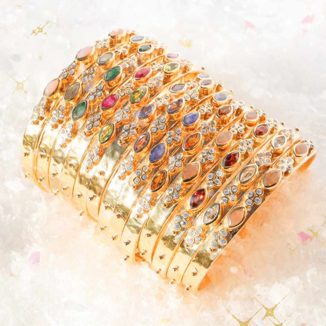 BuDhaGirl Holiday Collection | Birthstone Jewelry for Women | Natural Gemstone Bracelet Cuff | BuDhaGirl
