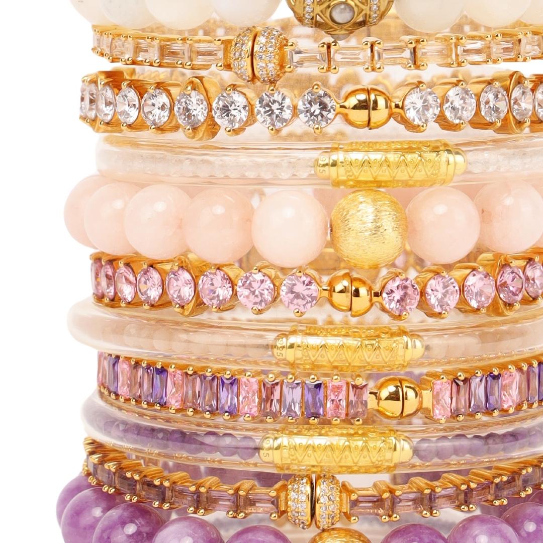 Luxe Pink and Purple Natural Gemstone Bracelet Stack | BuDhaGirl