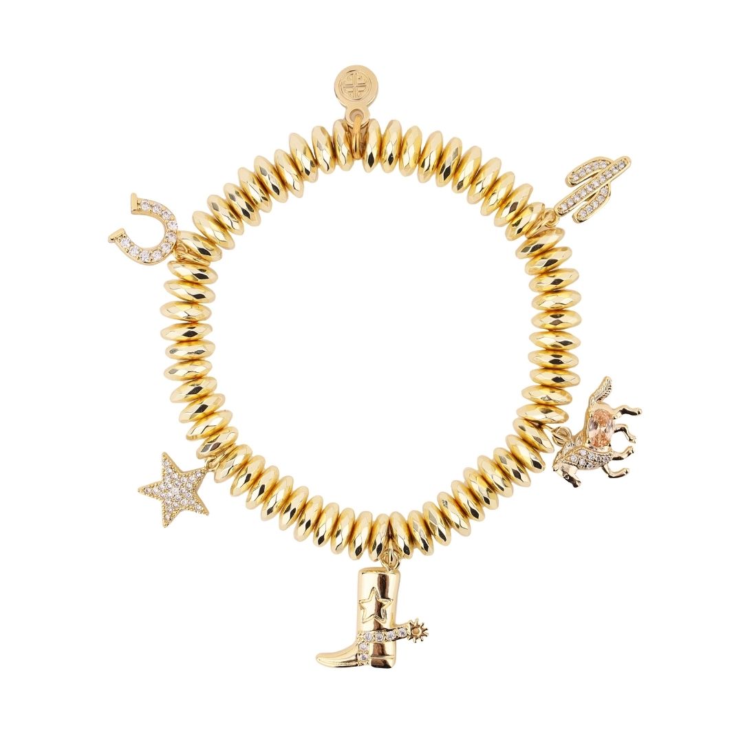 Gold Marfa Beaded Bracelet With Cute Charms for Women | BuDhaGirl