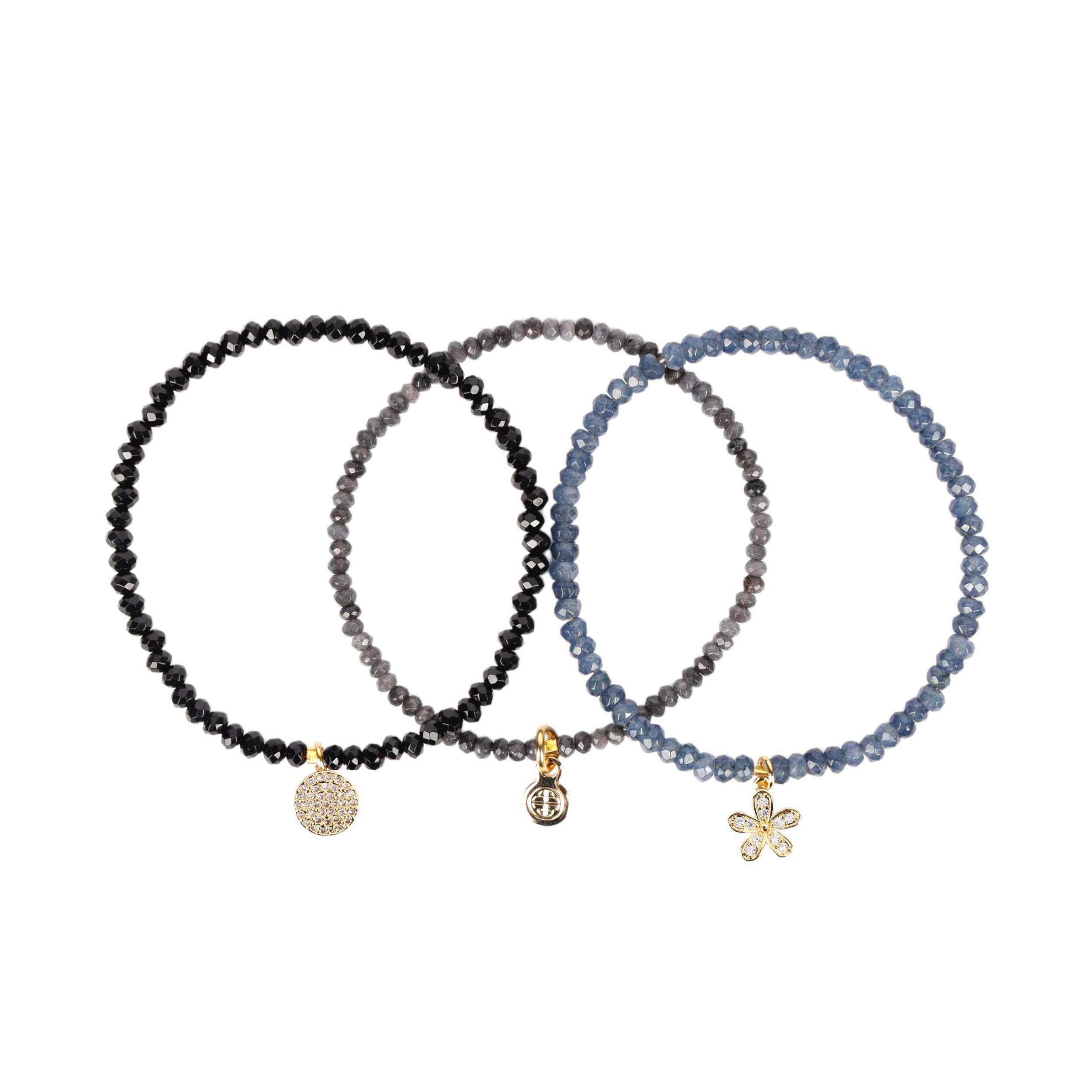 Sydney Bead Charm Bracelets - Set of 3 | BuDhaGirl