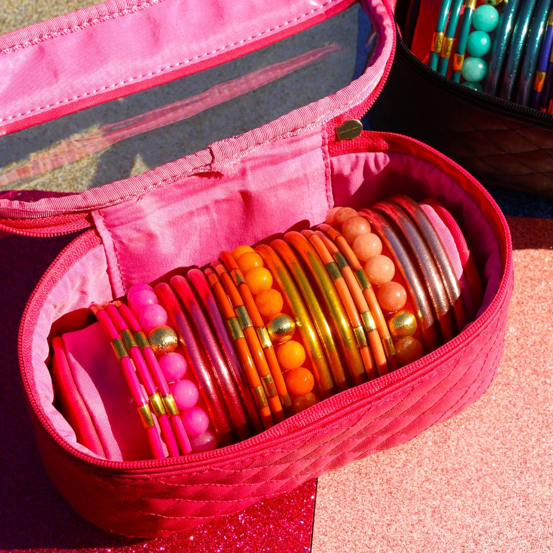 Mindful Monday Exclusive Pink Travel Case Bundle Filled with Bangles and Bracelets | BuDhaGirl