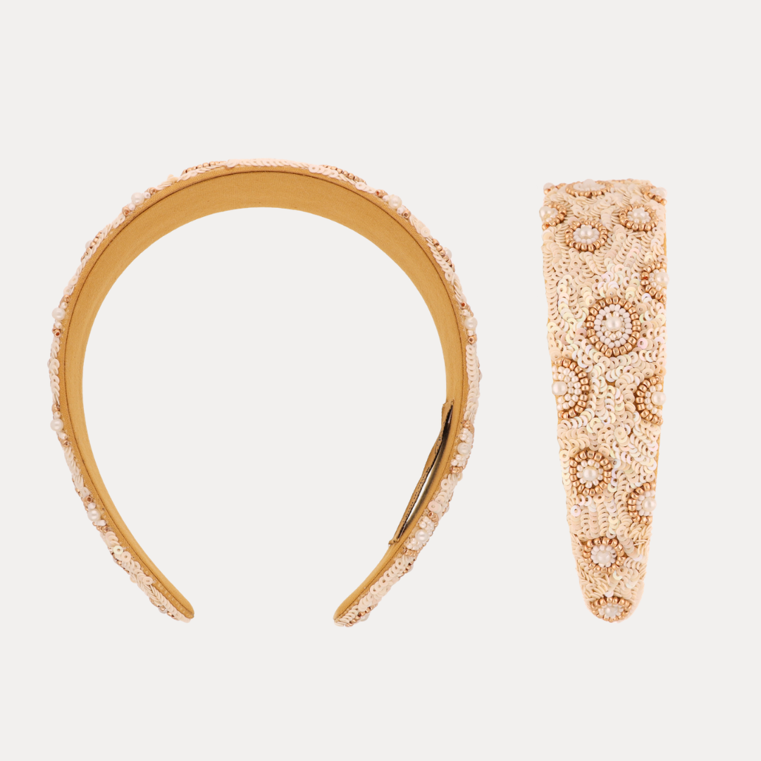 a headband and bracelet with crystals