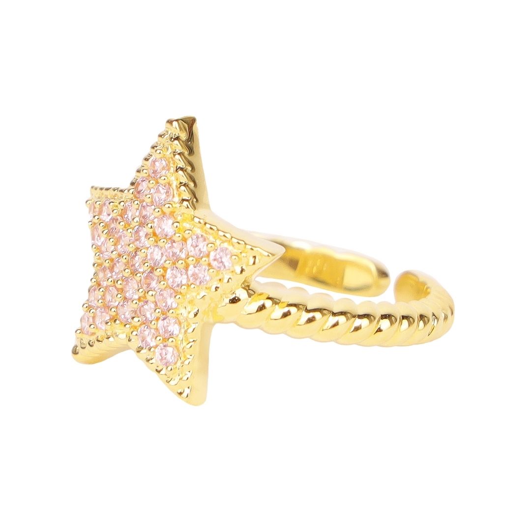 Gold/Pink North Star Ring for Women | BuDhaGirl