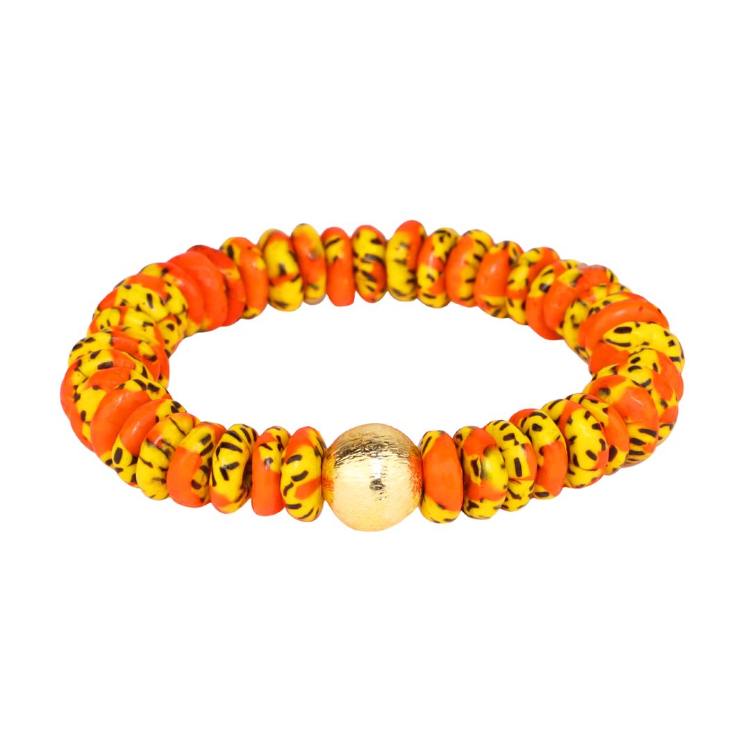 Orange Zendaya African Beaded Bracelets | BuDhaGirl