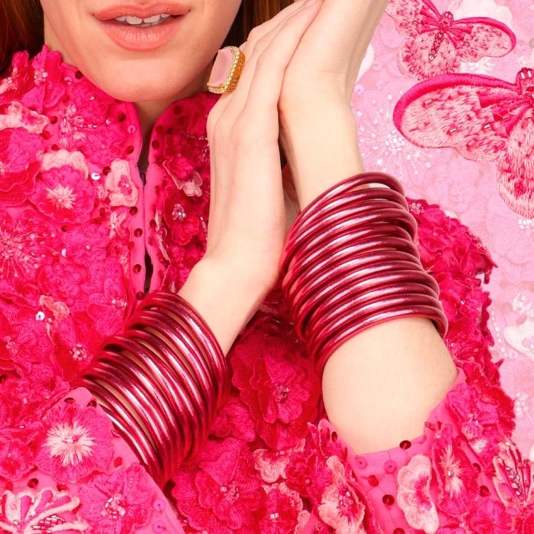 Pink All Weather Bangles® (AWB®) - Serenity Prayer | Bangle Bracelets for Women | BuDhaGirl
