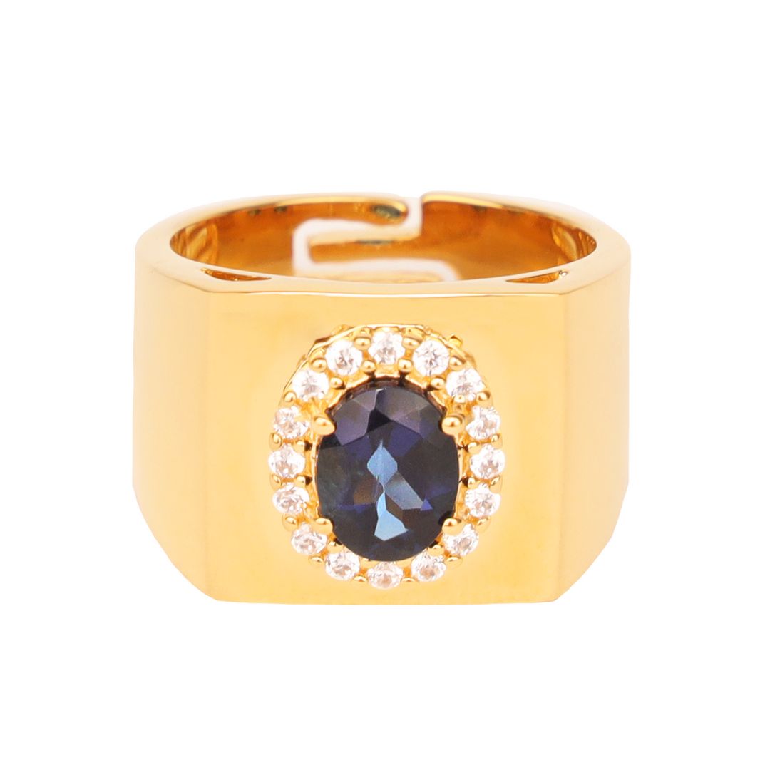Sapphire/White Gold Plated Brass Adjustable Birthday/Birthstone Rings | BuDhaGirl