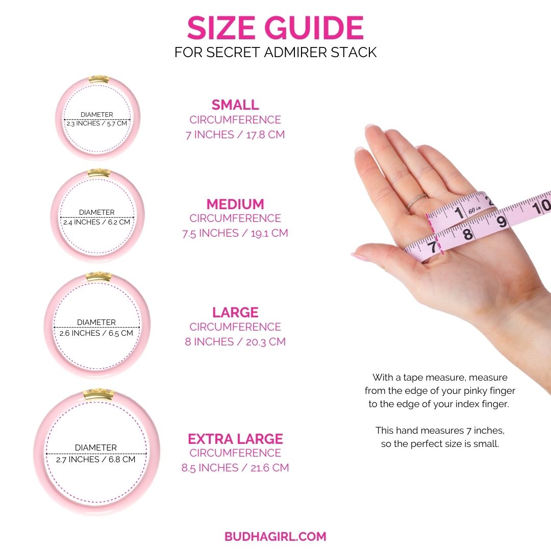 Size Guide for Valentine's Day Bangle Bracelet Stacks for Women - Secret Admirer Stack | BuDhaGirl