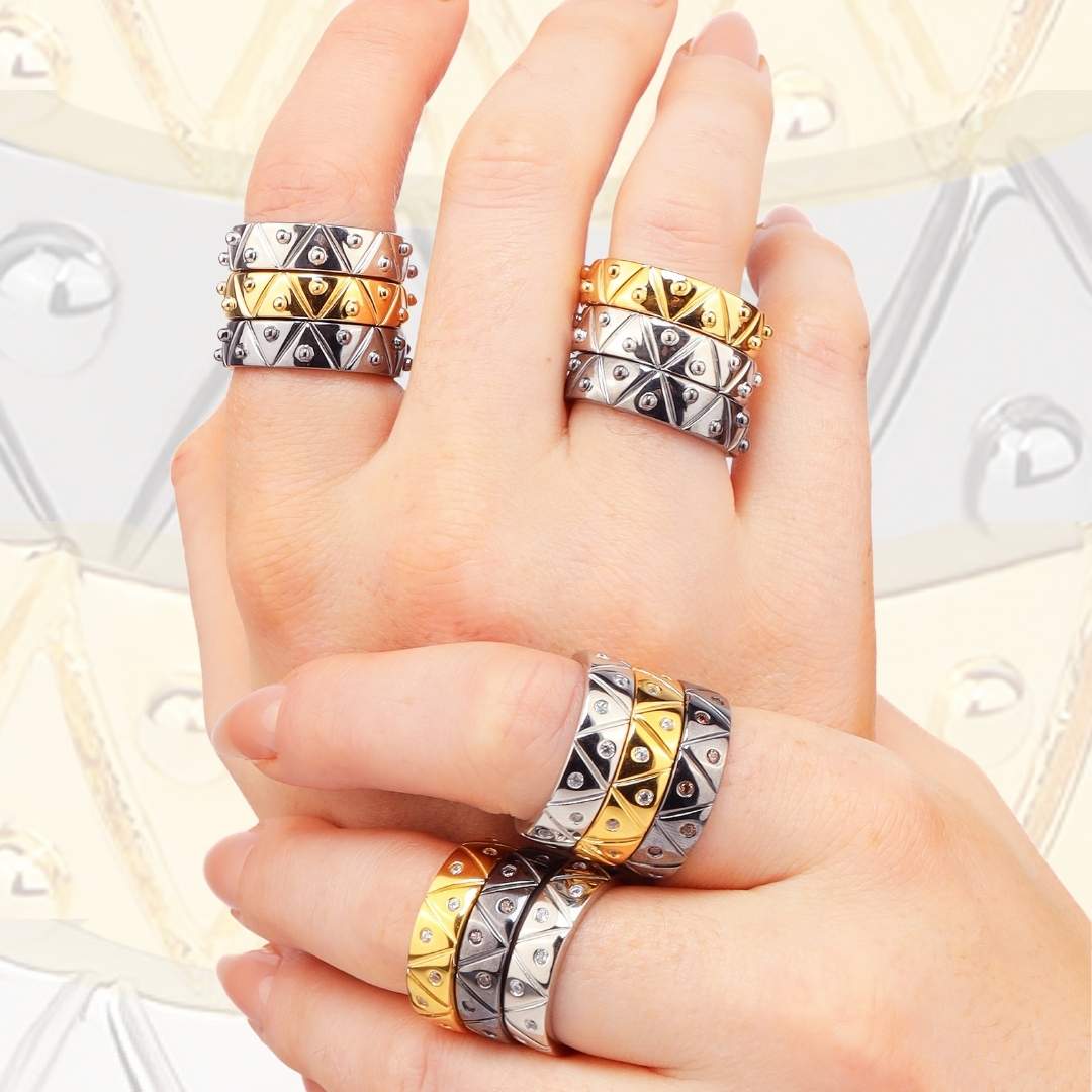 22kt Gold, Silver, and Gunmetal Gold Plated Brass Serenity Rings | BuDhaGirl