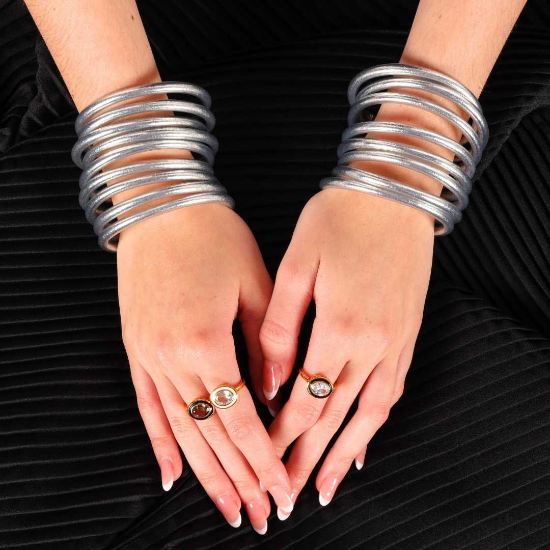 Silver All Weather Bangles® (AWB®) - Serenity Prayer | Bangle Bracelets for Women | BuDhaGirl