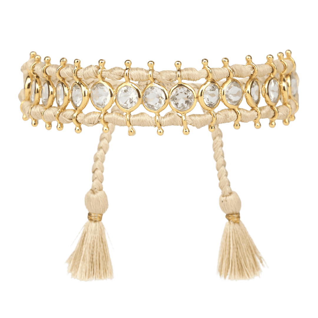 Tan Gold Crystal Viv String Bracelet | BuDhaGirl