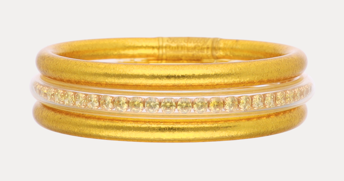 The Gold Queen Stack | Gold & Yellow Crystal Bangle