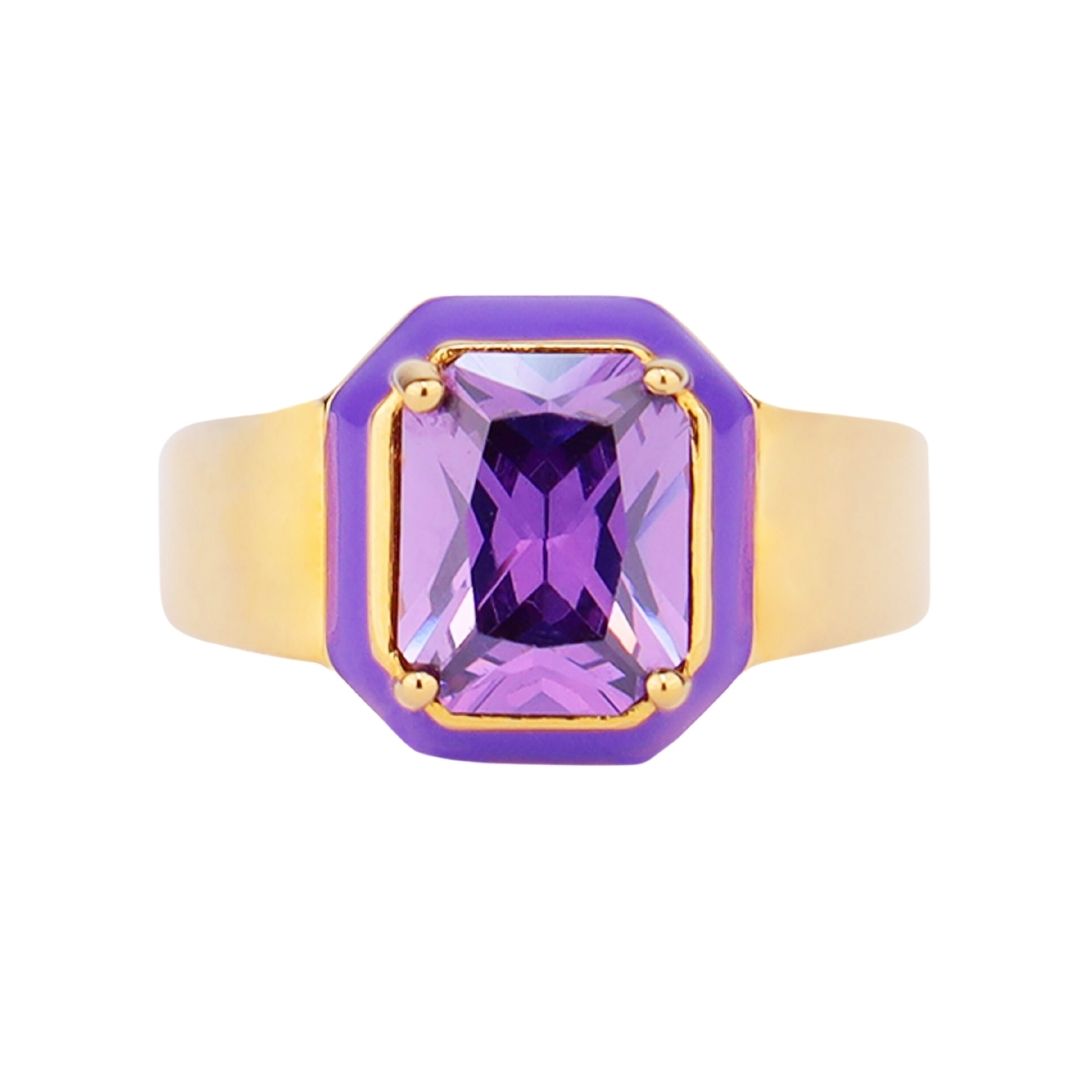 Cushion Cut Ring: Unique Crystals in Universal Size 8.5 - Amethyst