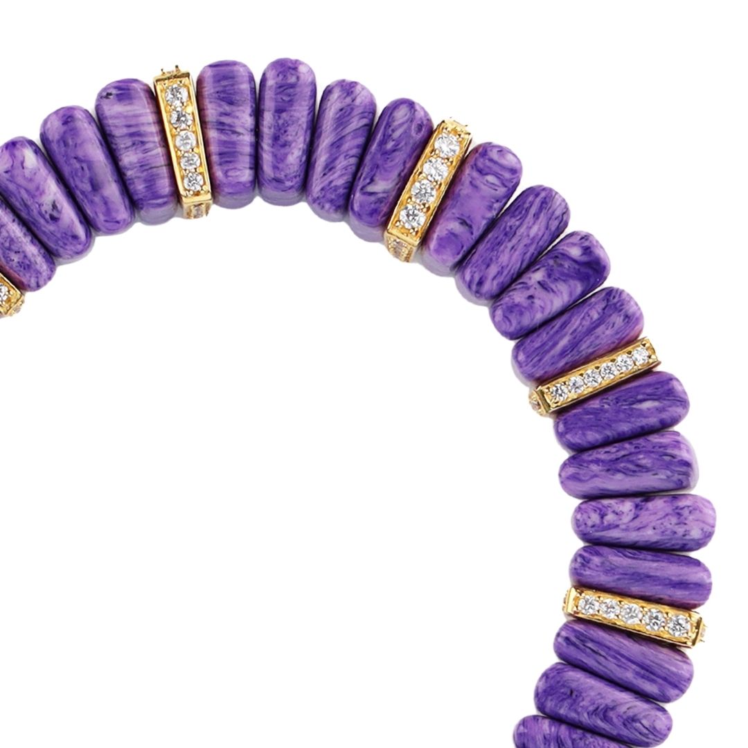 Charoite Tablet Beaded Bracelet for Women | BuDhaGirl
