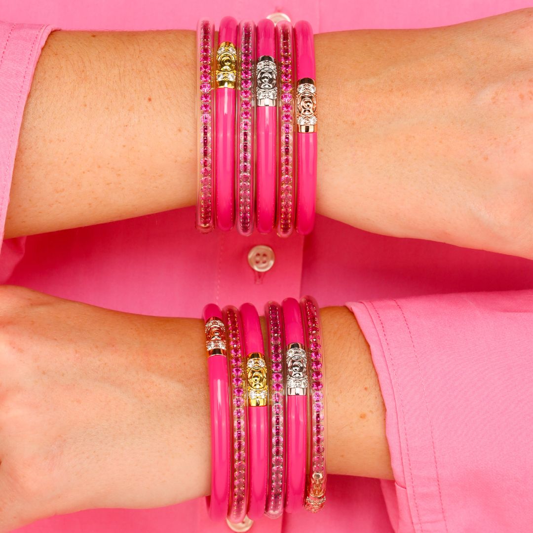 Hot Pink Crystal Bangle Bracelets for Women | BuDhaGirl