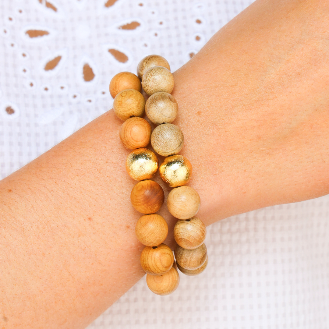 Varnished Wood Beaded Bracelet For Women | BuDhaGirl