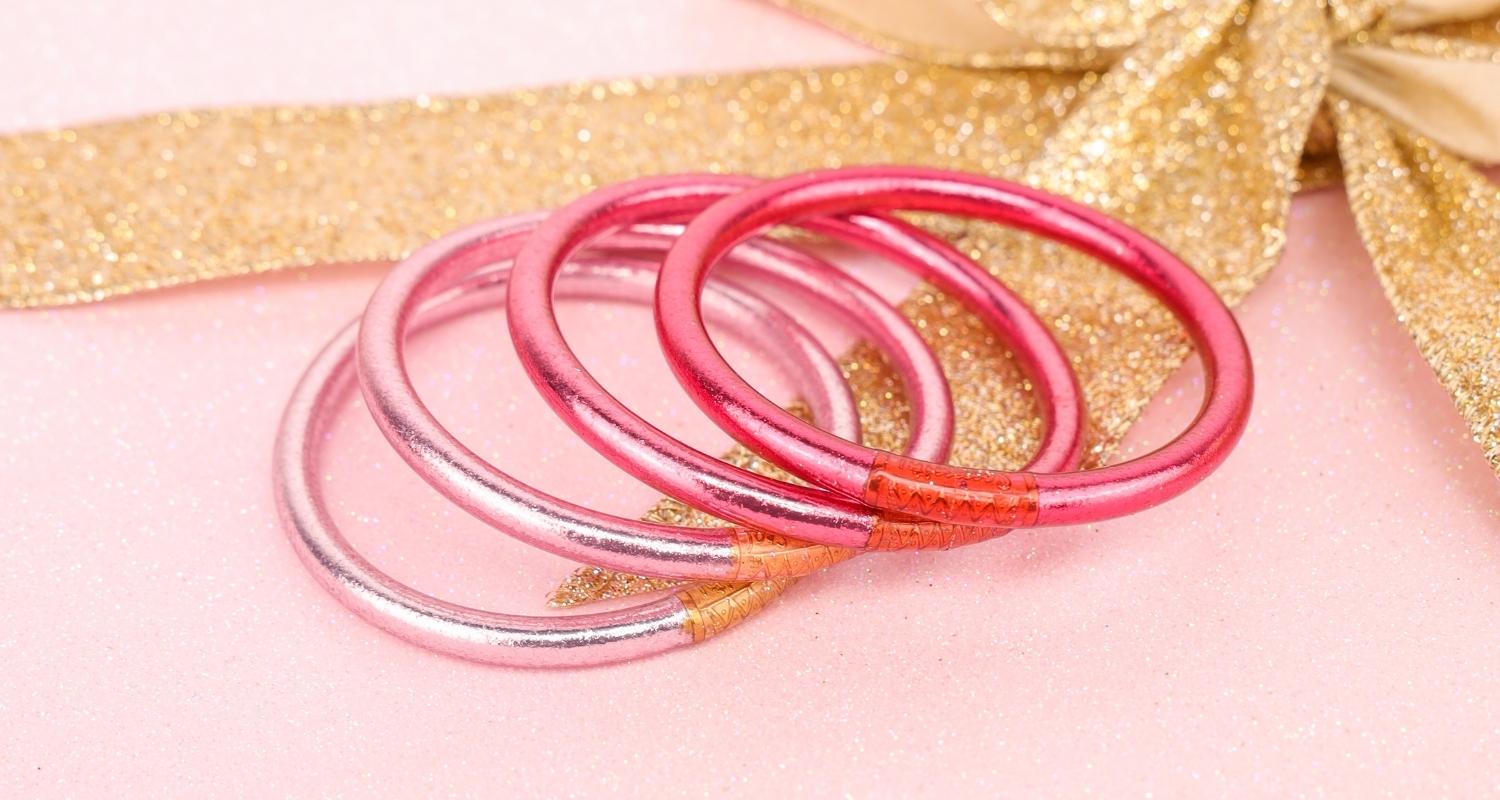 Holiday Collection | Gifts for Her | Holiday Gifts | Carousel Pink All Weather Bangles | Waterproof, Soundless, Weightless, TSA Proof | BuDhaGirl