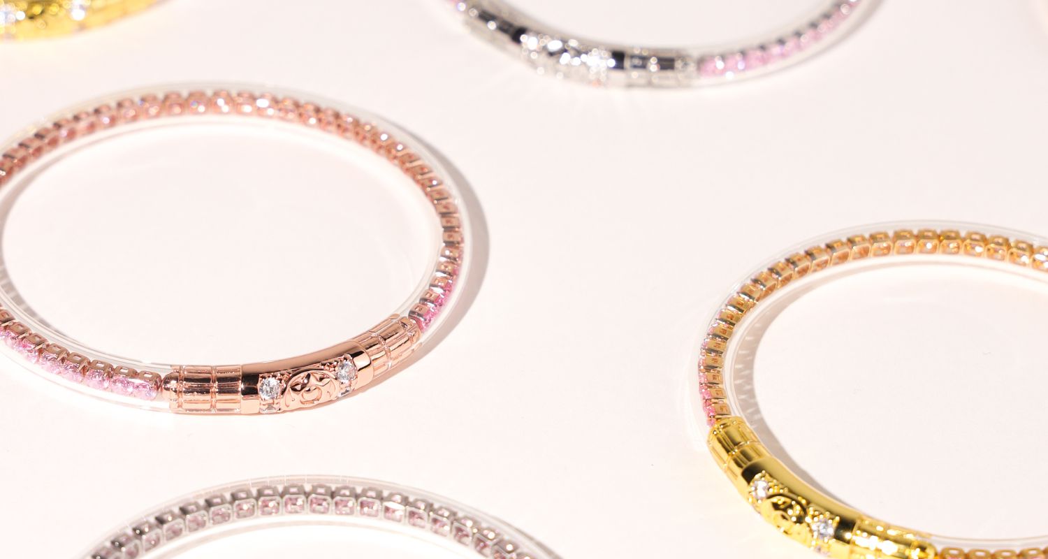Pink Crystal Bracelet | Gold, Silver, Rose Gold | Pink Jewelry | Bangles | BuDhaGirl