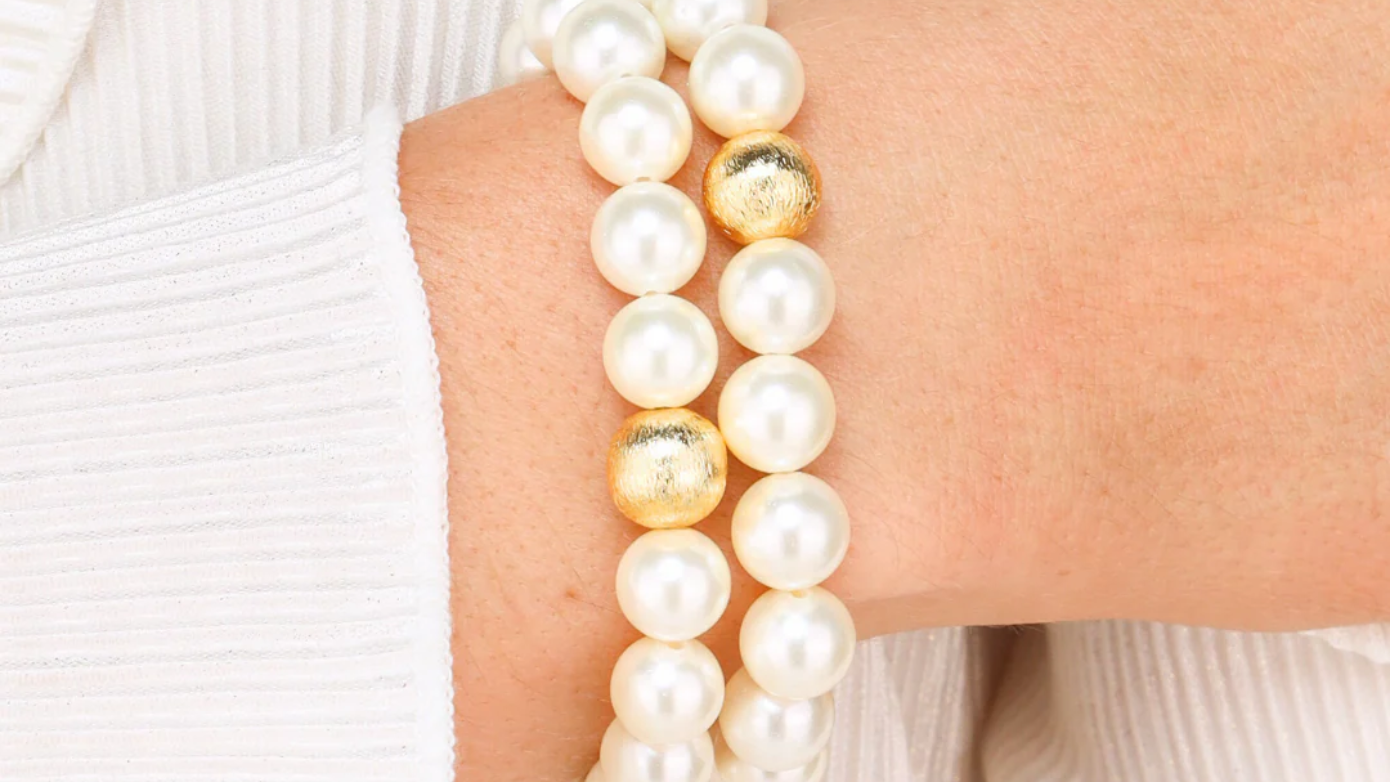 Pulsera Mala de perlas blancas