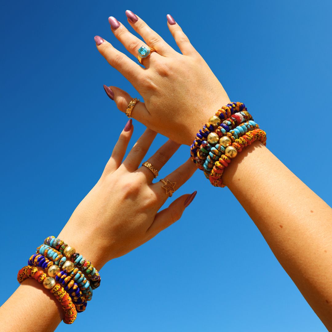 Sky Blue Zendaya African Beaded Bracelets: Handcrafted Summer Hues | BuDhaGirl
