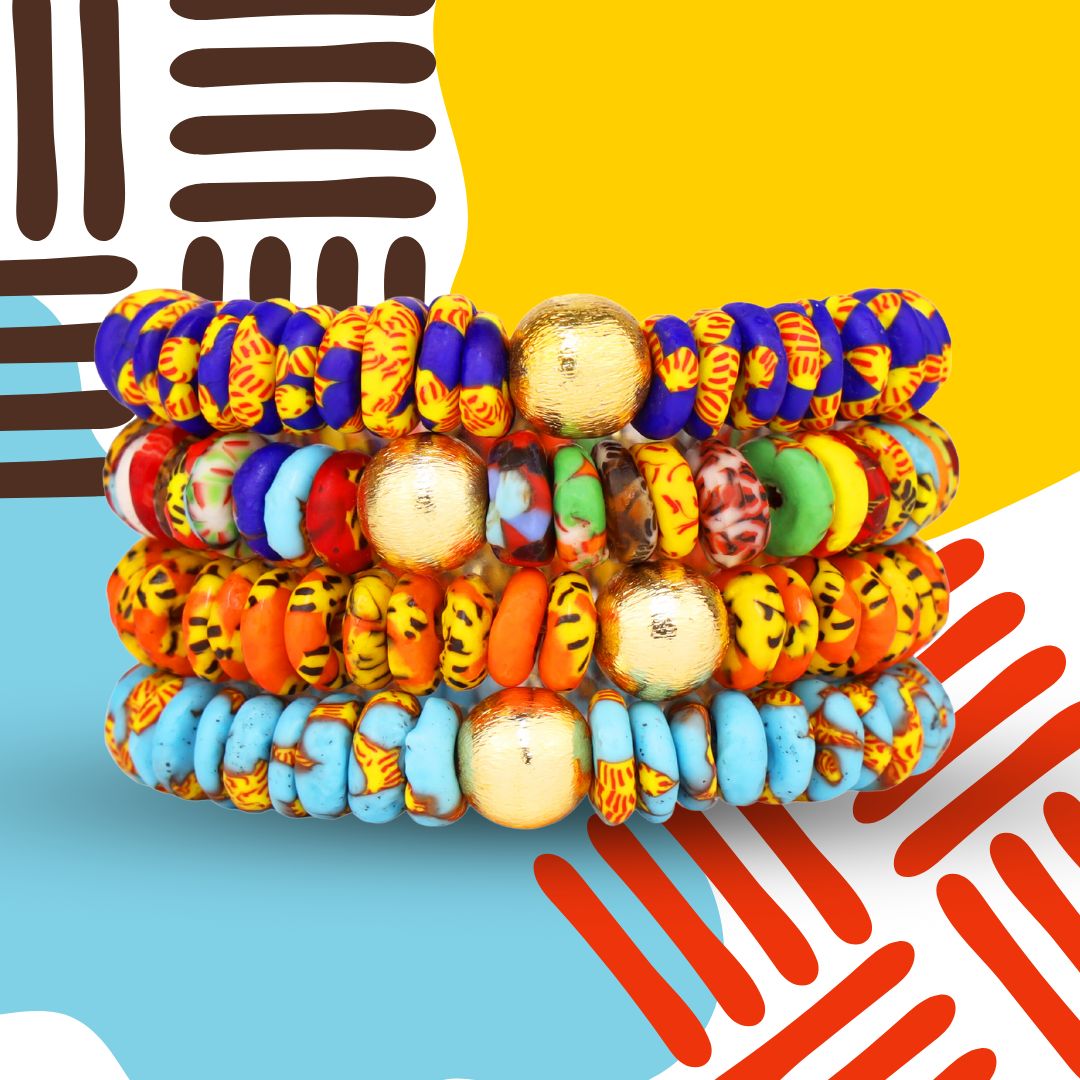 Orange Zendaya African Beaded Bracelets | BuDhaGirl