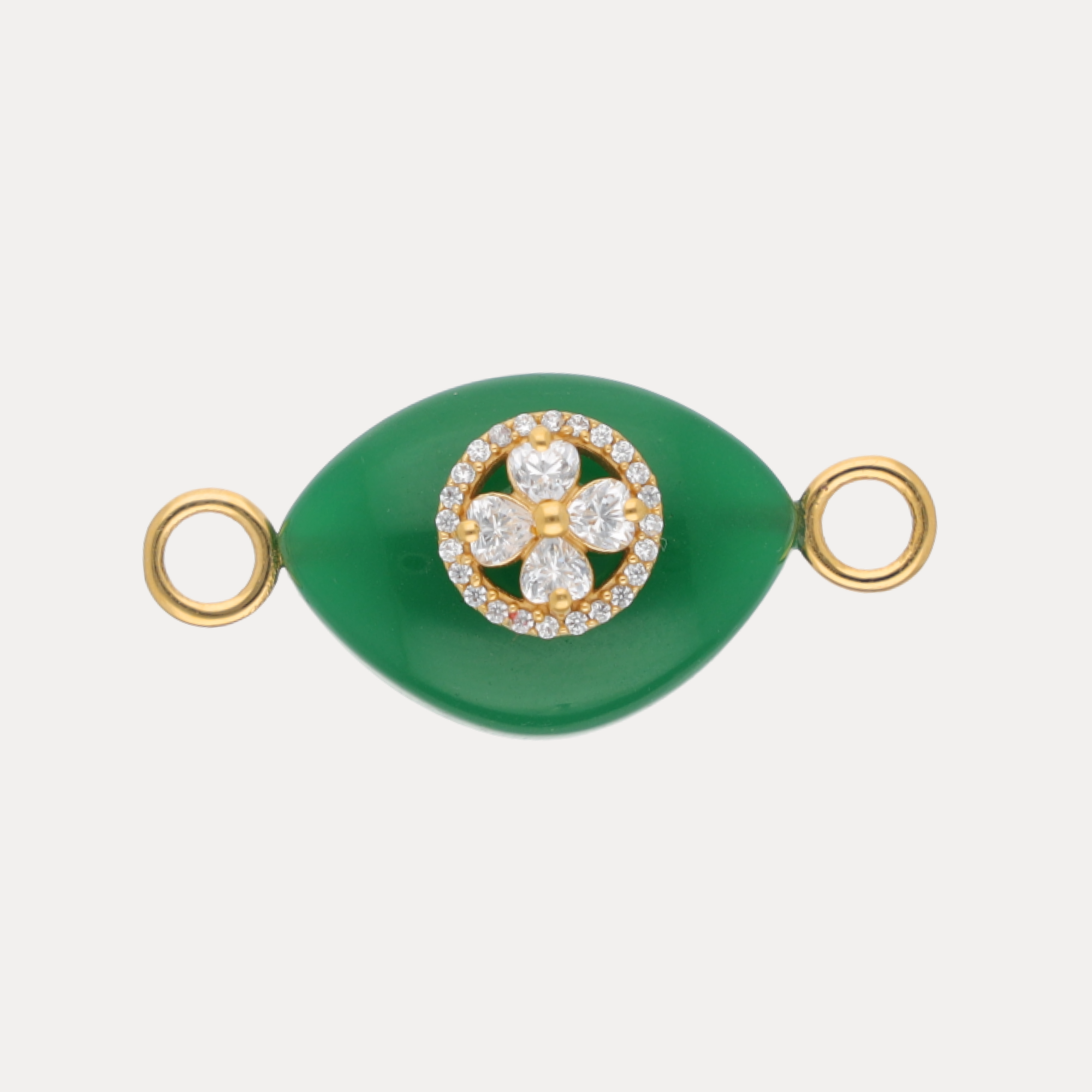 a close up of a green and gold object