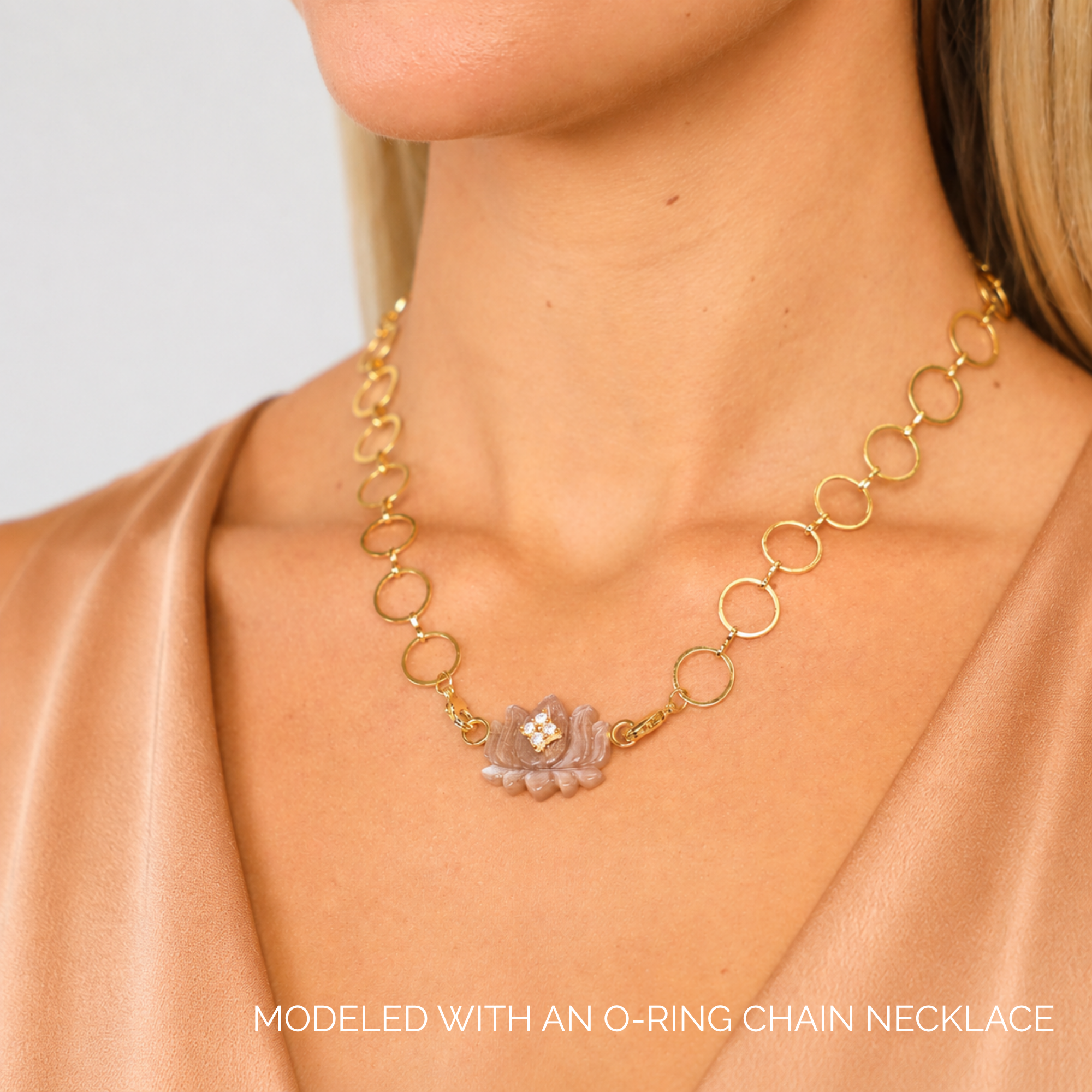 Chocolate Moonstone Lotus Charm