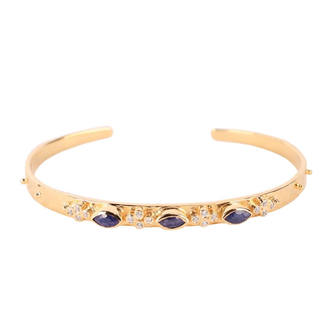 Sapphire Crystal | Gold-Plated Cuff Bracelet  | BuDhaGirl