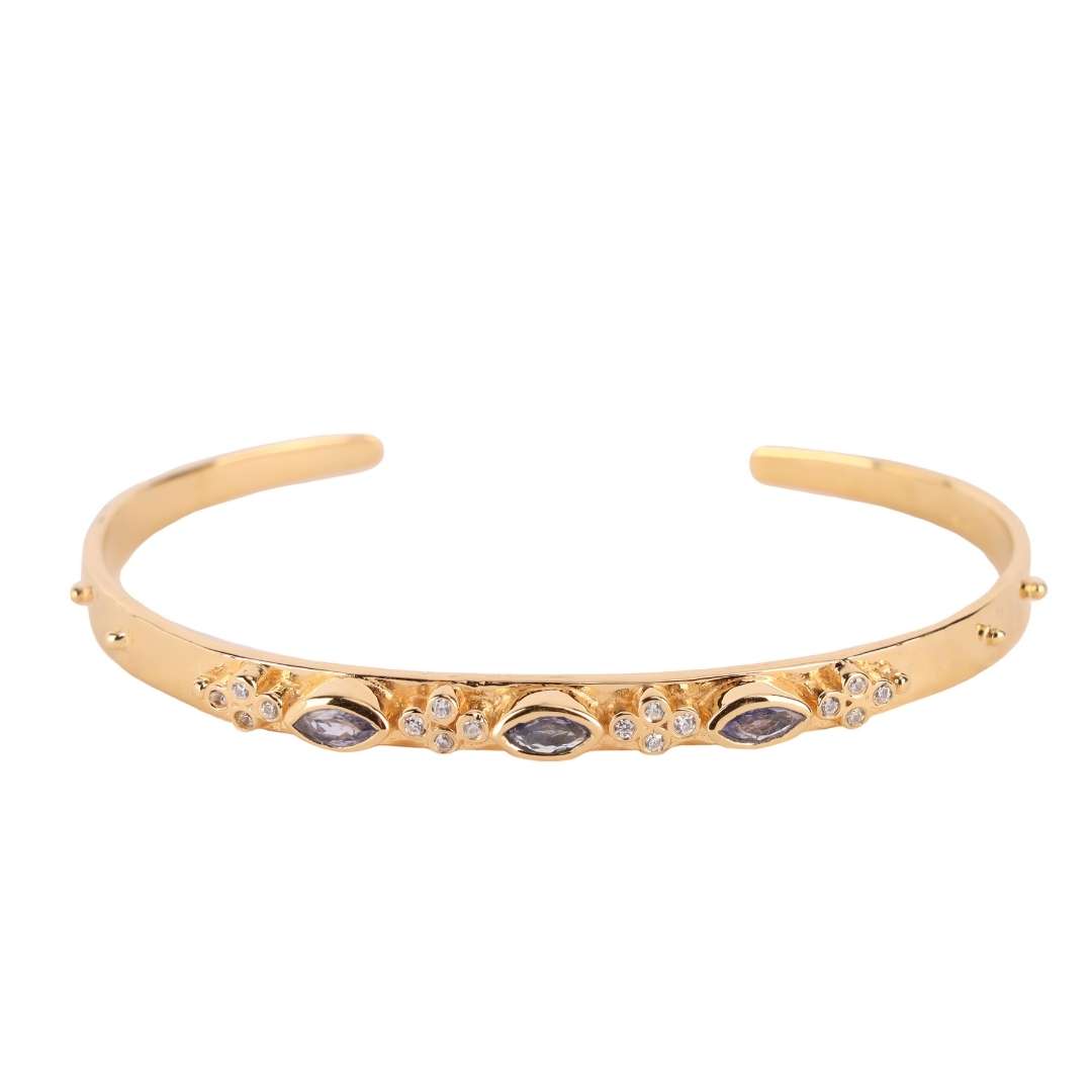 Tanzanite Crystal | Gold-Plated Cuff Bracelet  | BuDhaGirl