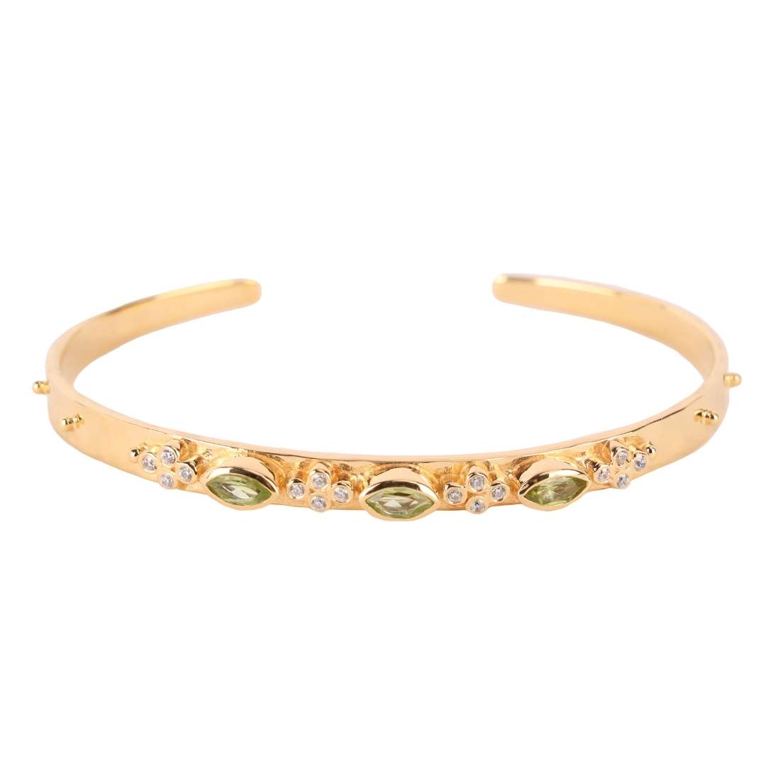 Peridot Crystal | Gold-Plated Cuff Bracelet  | BuDhaGirl