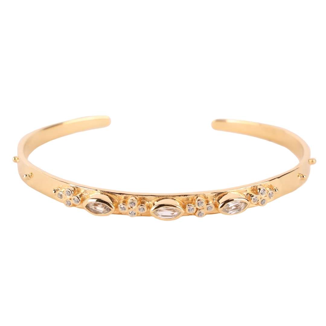 Clear Crystal | Gold-Plated Cuff Bracelet  | BuDhaGirl