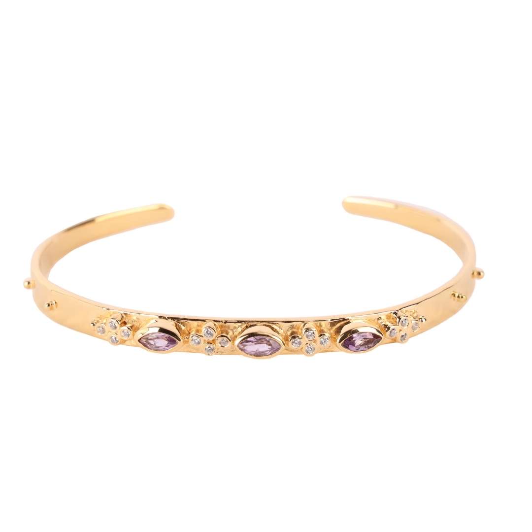 Amethyst Crystal | Gold-Plated Cuff Bracelet  | BuDhaGirl