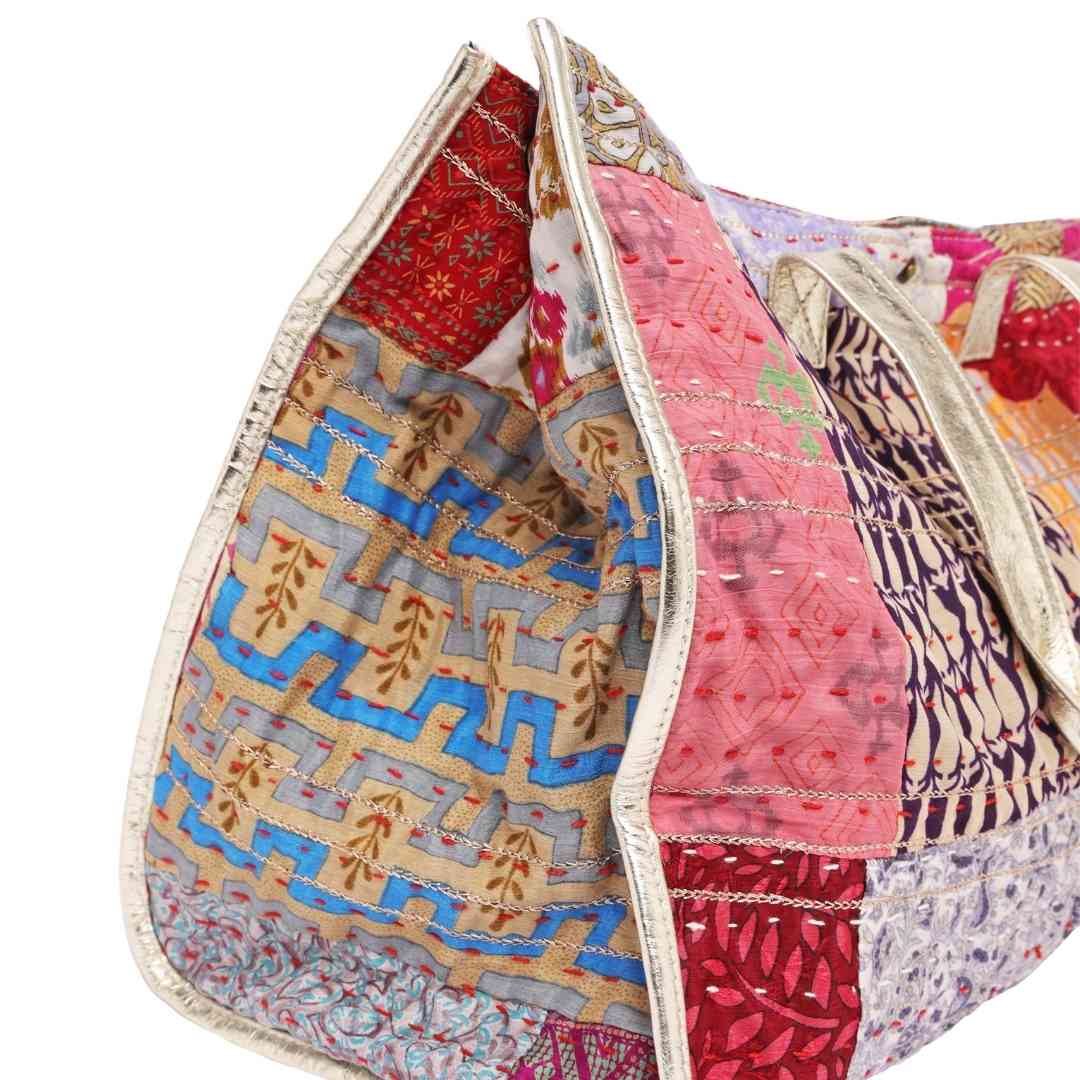 Quilted Tote Bag for Travel | Up-Cycled Sari Cloth | BuDhaGirl