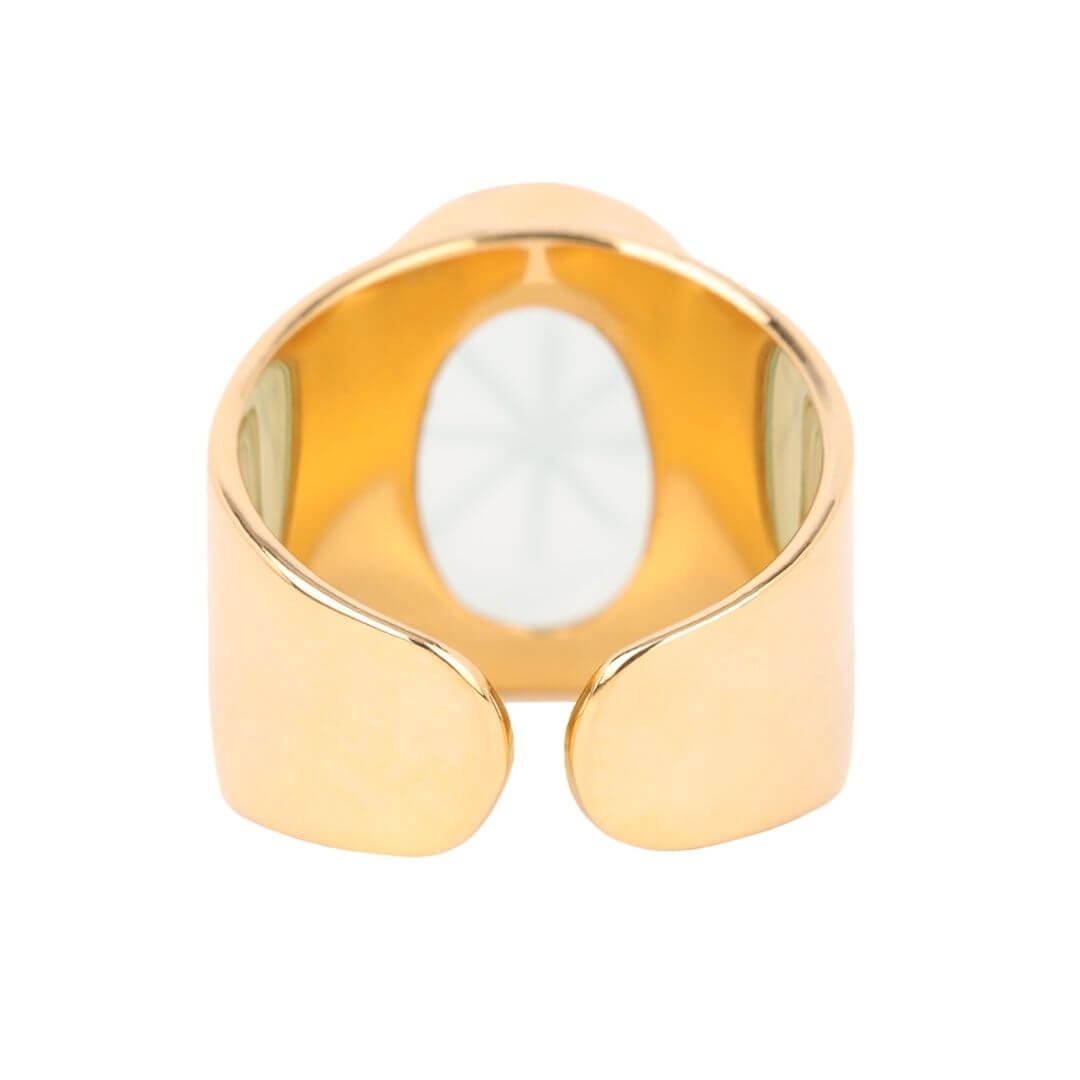 Aqua Chalcedony 18k Gold Dipped Brass Starburst Ring | BuDhaGirl
