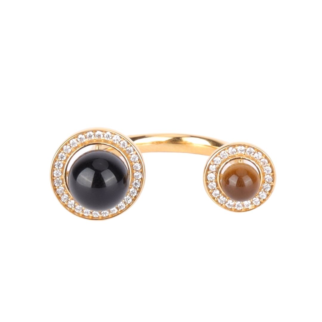 Tiger Eye Gem Stone Mini Orbit Ring | BuDhaGirl