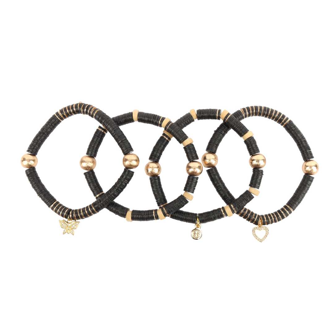 Paillette Sequin Stretchable Bracelet Set With Charms | BuDhaGirl