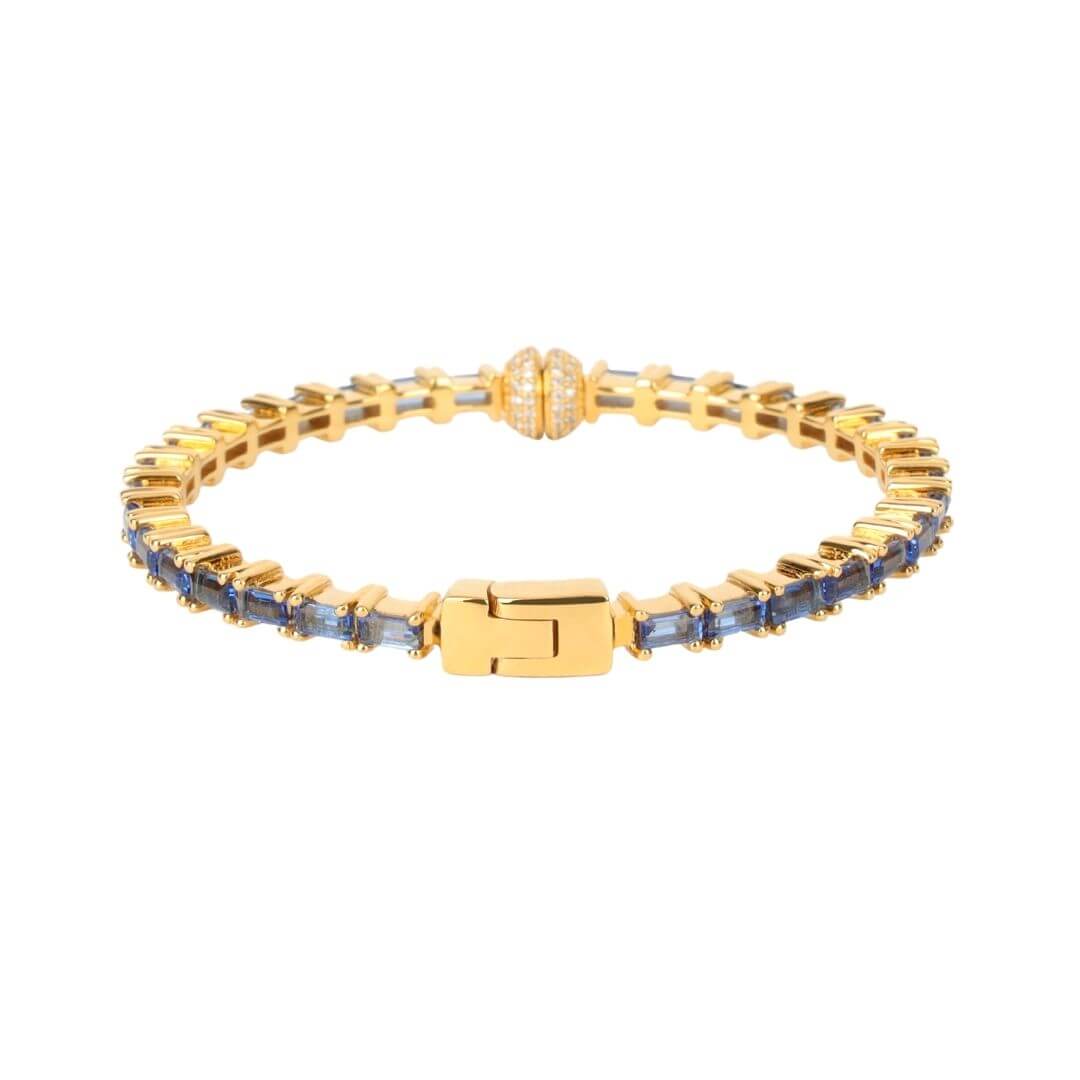 Blue Sapphire Baguette Crystals Aurora Bracelet | BuDhaGirl